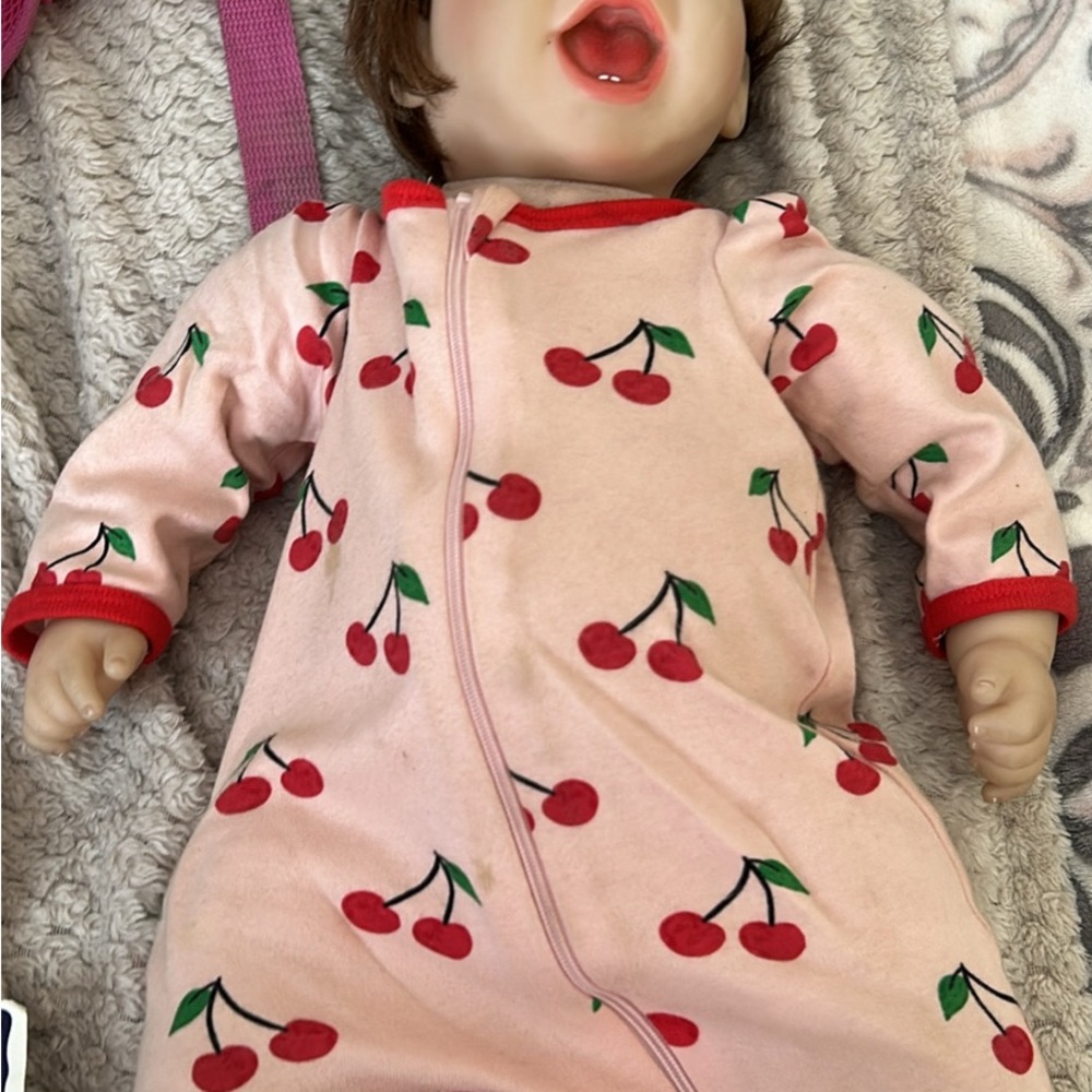 Pink Cherry Print Baby Sleeper